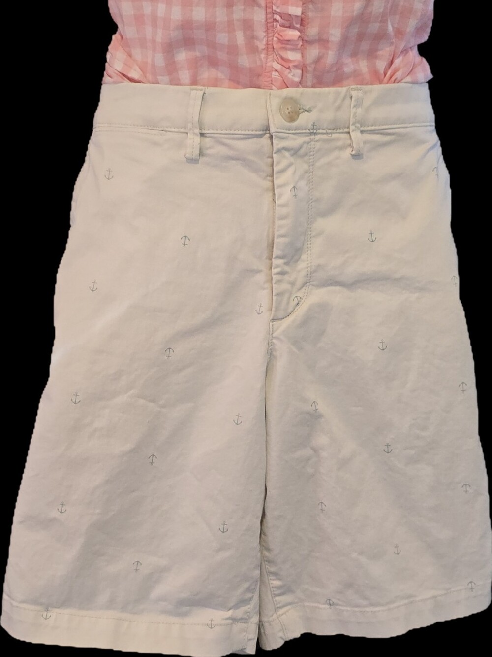 Classic Women's White And Blue Anchor Shorts - White